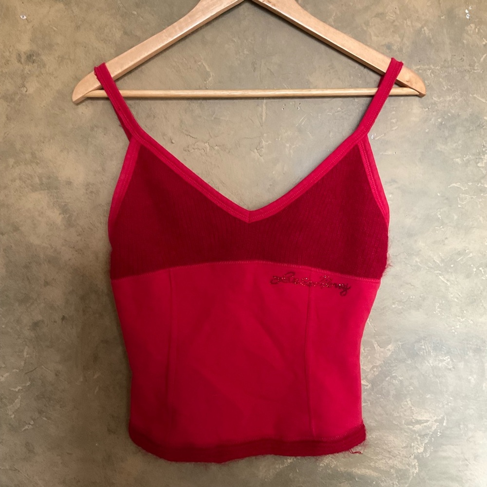 Vintage Y2K Love Sex Money Mohair and Cotton Terry Bustier Top